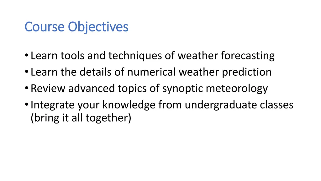 course objectives course objectives