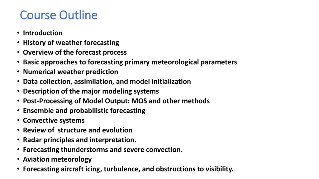 course outline course outline