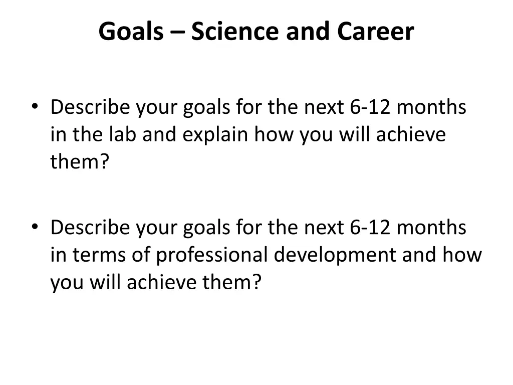 goals science and career