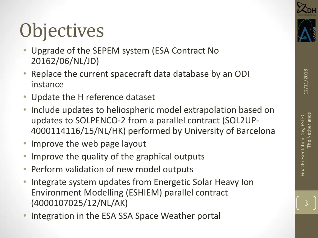 objectives upgrade of the sepem system