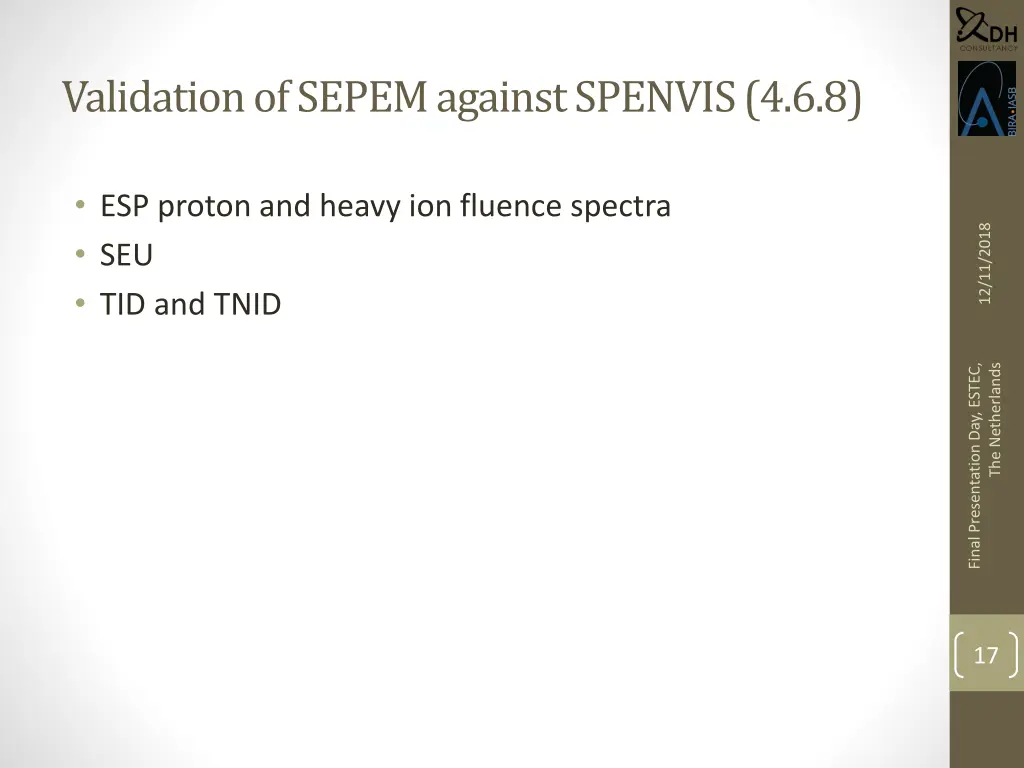 validation of sepem against spenvis 4 6 8