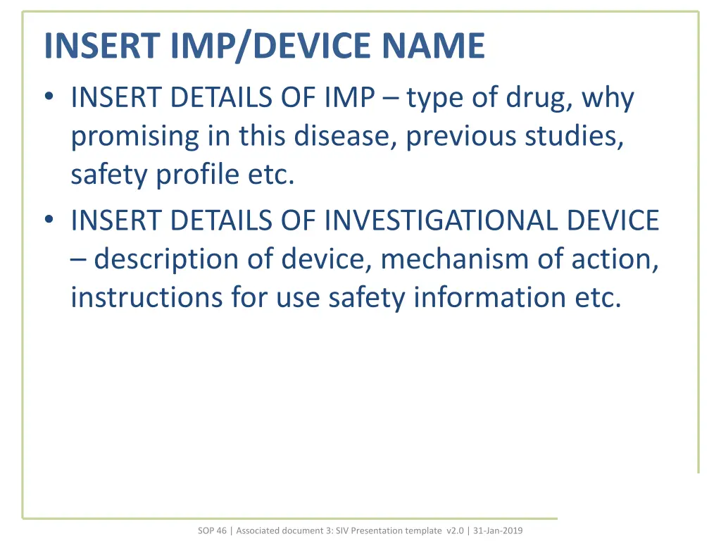 insert imp device name insert details of imp type