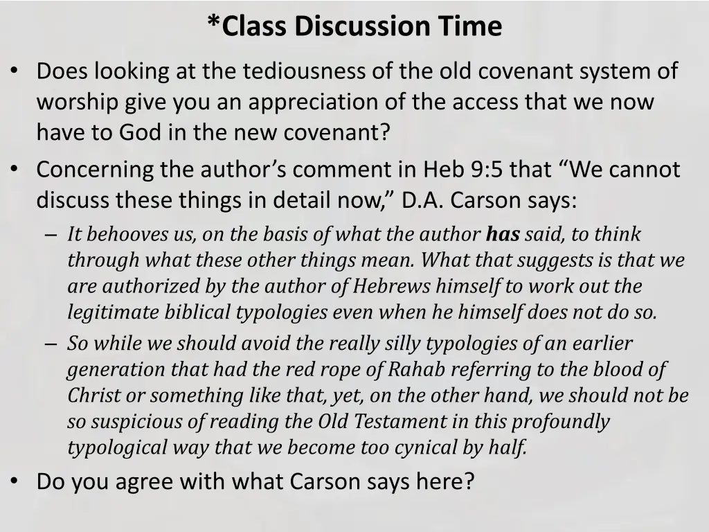 class discussion time 1