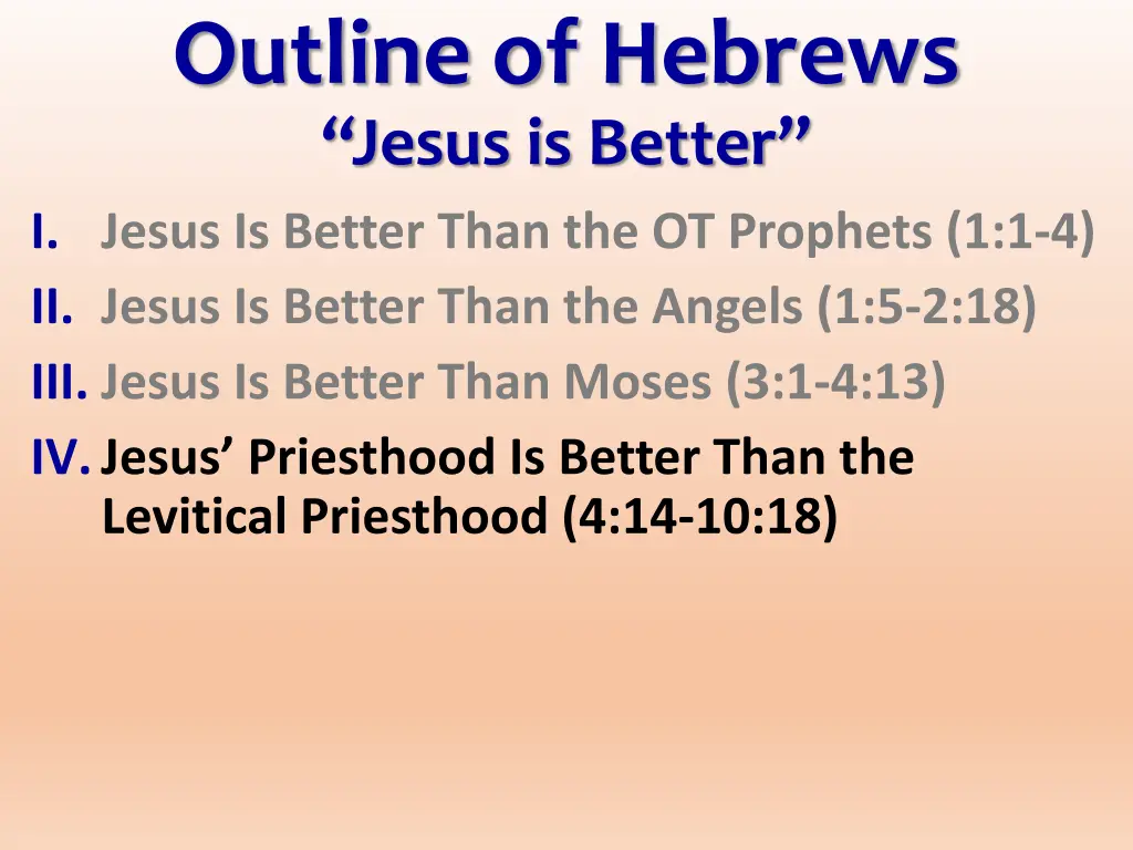 outline of hebrews jesus is better i jesus