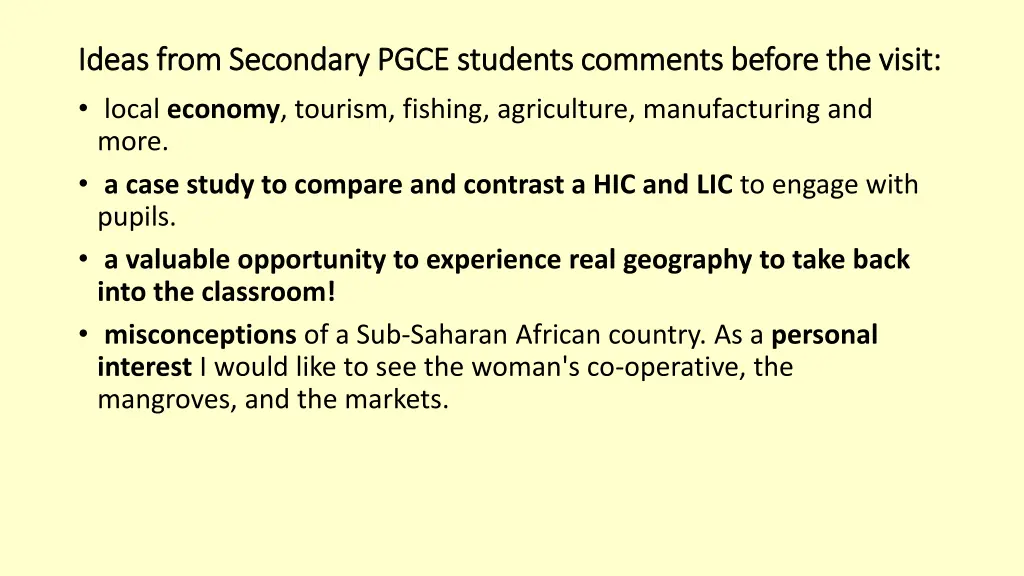 ideas from secondary pgce students comments