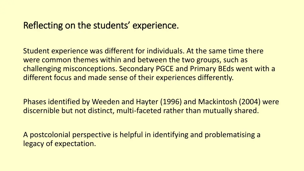 reflecting on the reflecting on the students