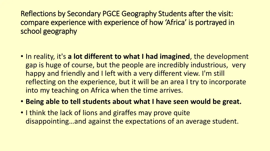 reflections by secondary pgce geography students 1