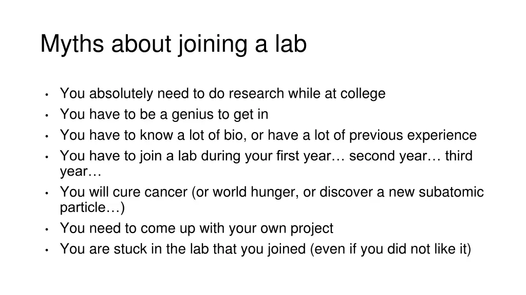 myths about joining a lab