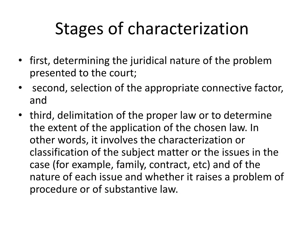 stages of characterization