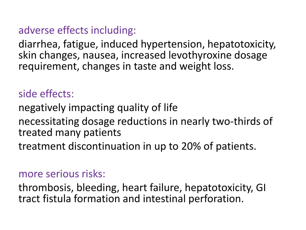 adverse effects including diarrhea fatigue