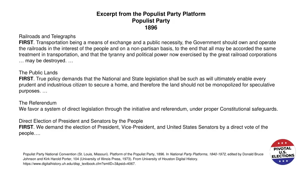 excerpt from the populist party platform populist 1