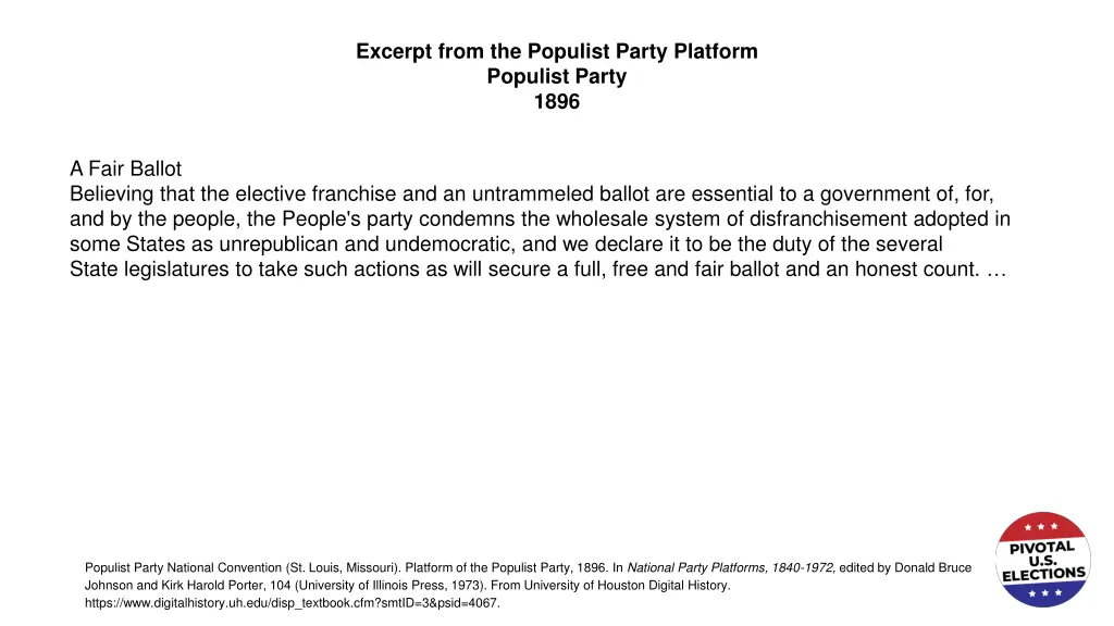 excerpt from the populist party platform populist 2