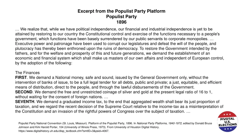 excerpt from the populist party platform populist