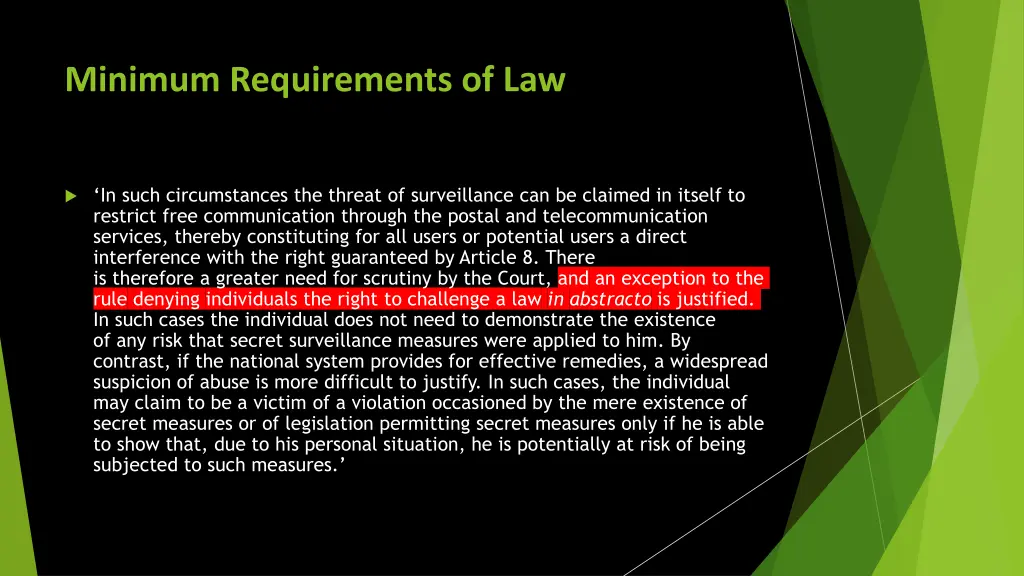 minimum requirements of law 1