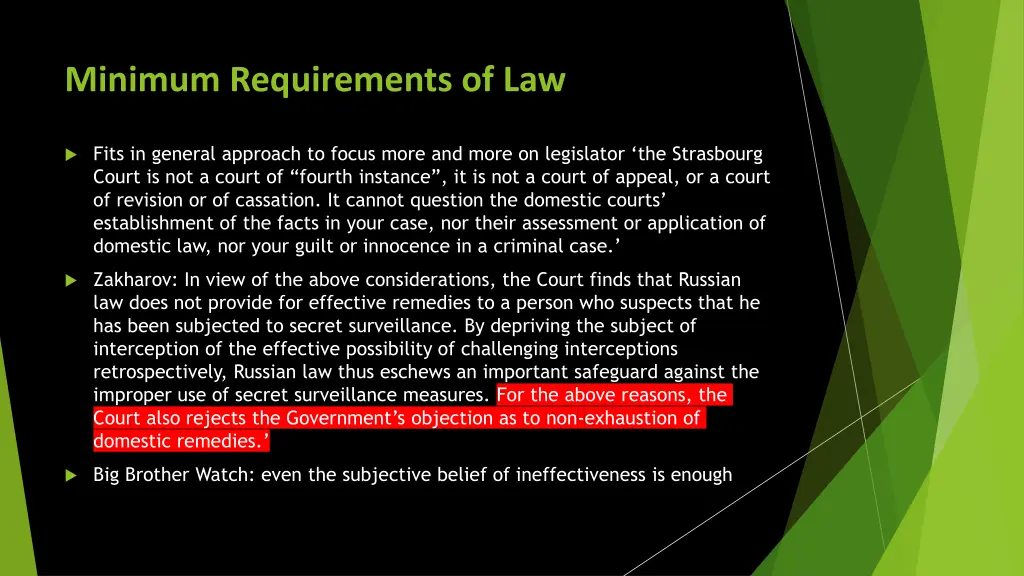 minimum requirements of law 2