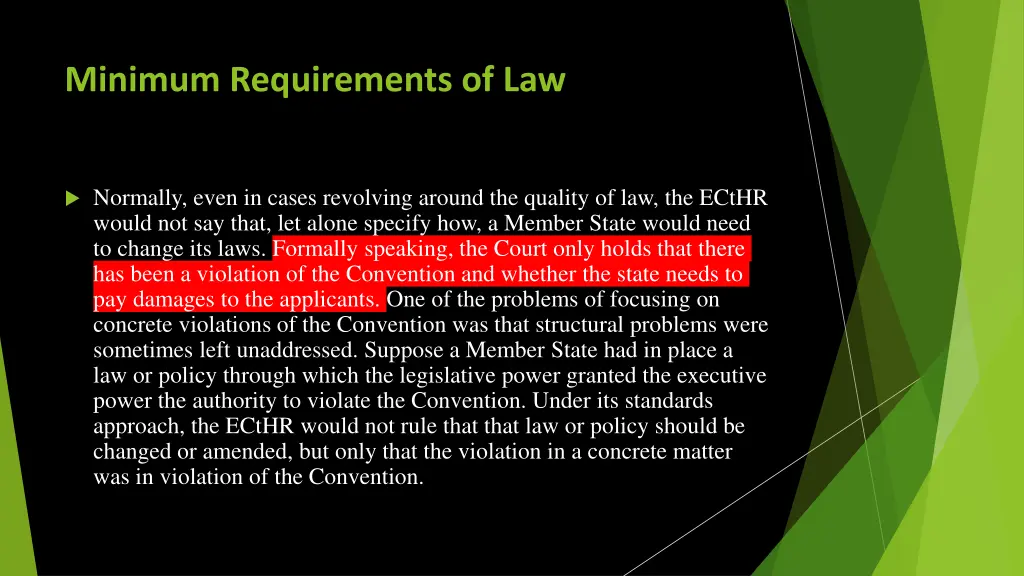 minimum requirements of law 4