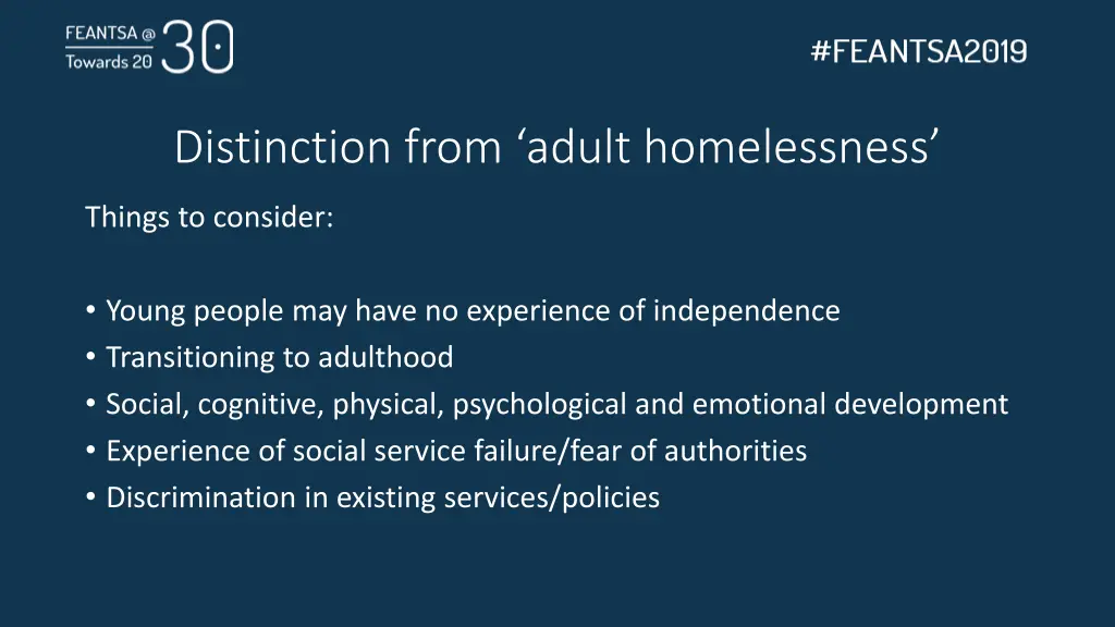 distinction from adult homelessness 1