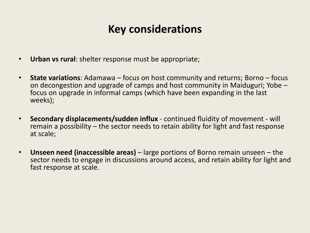 key considerations