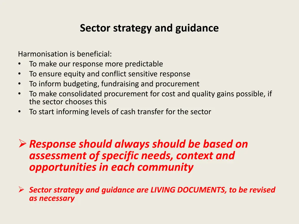 sector strategy and guidance
