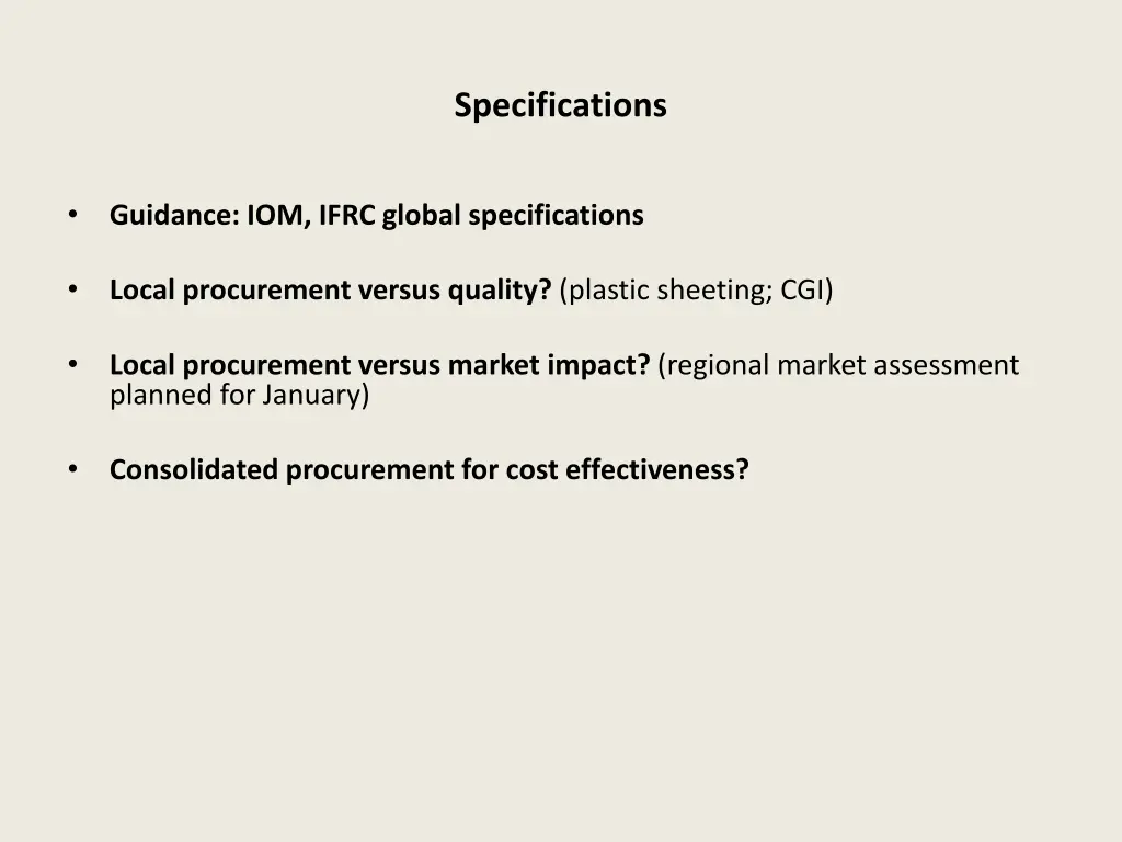 specifications