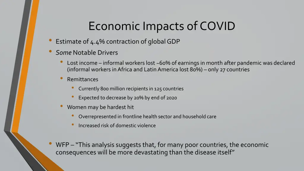 economic impacts of covid estimate