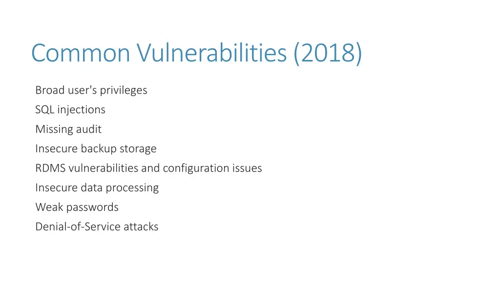 common vulnerabilities 2018