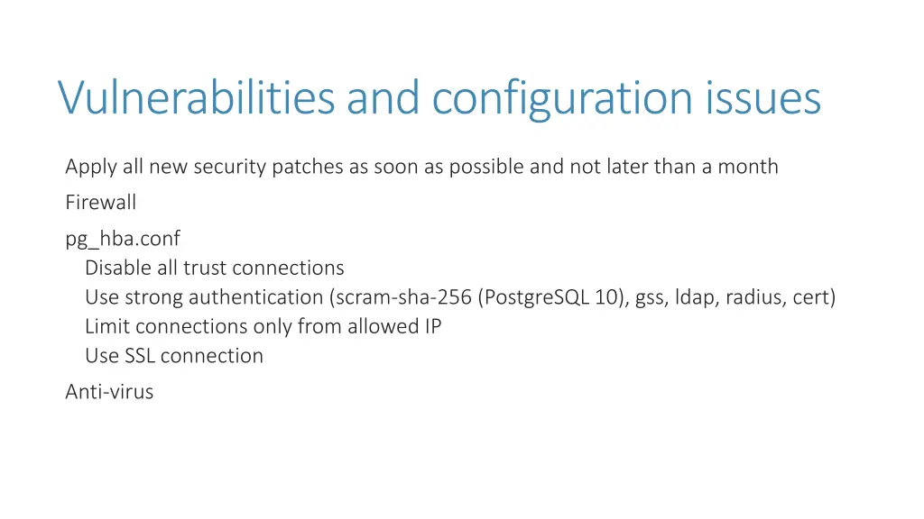 vulnerabilities and configuration issues