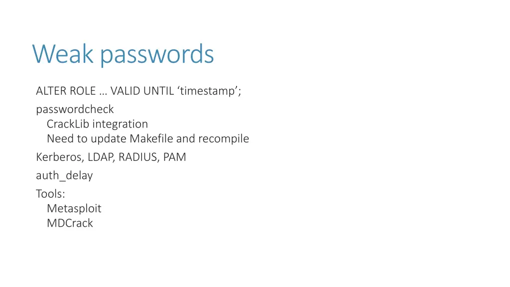 weak passwords