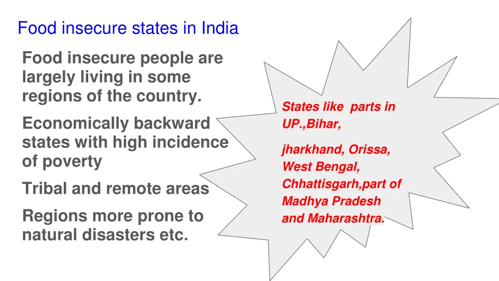 food insecure states in india