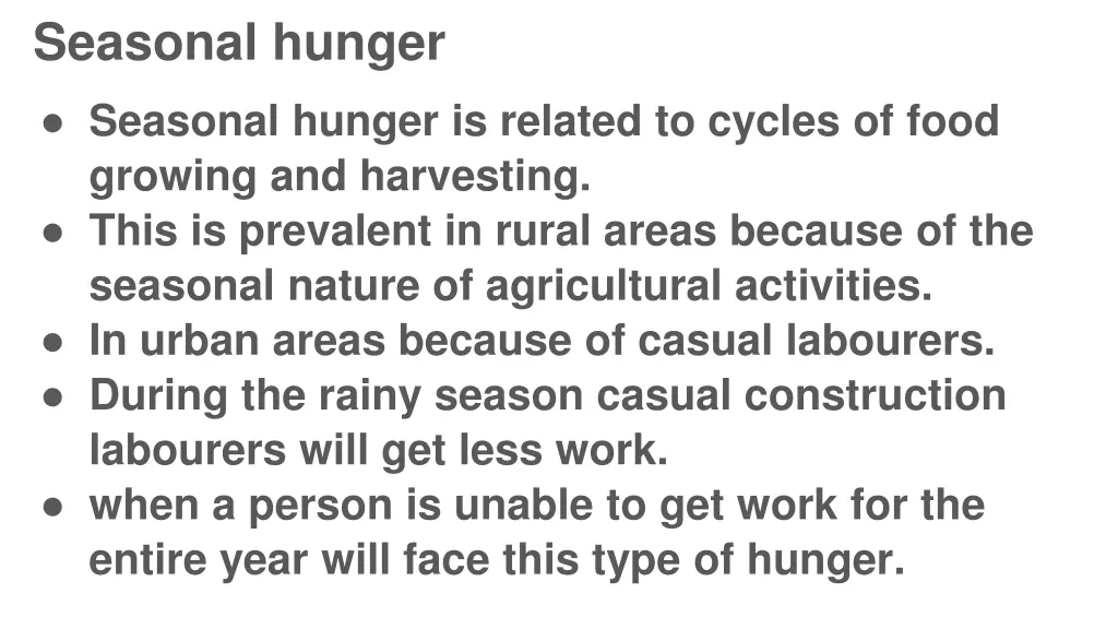 seasonal hunger