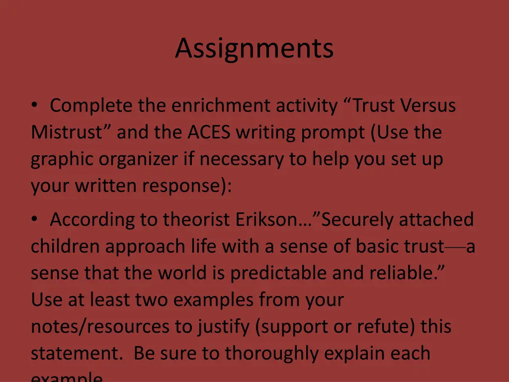 assignments