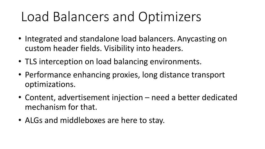 load balancers and optimizers