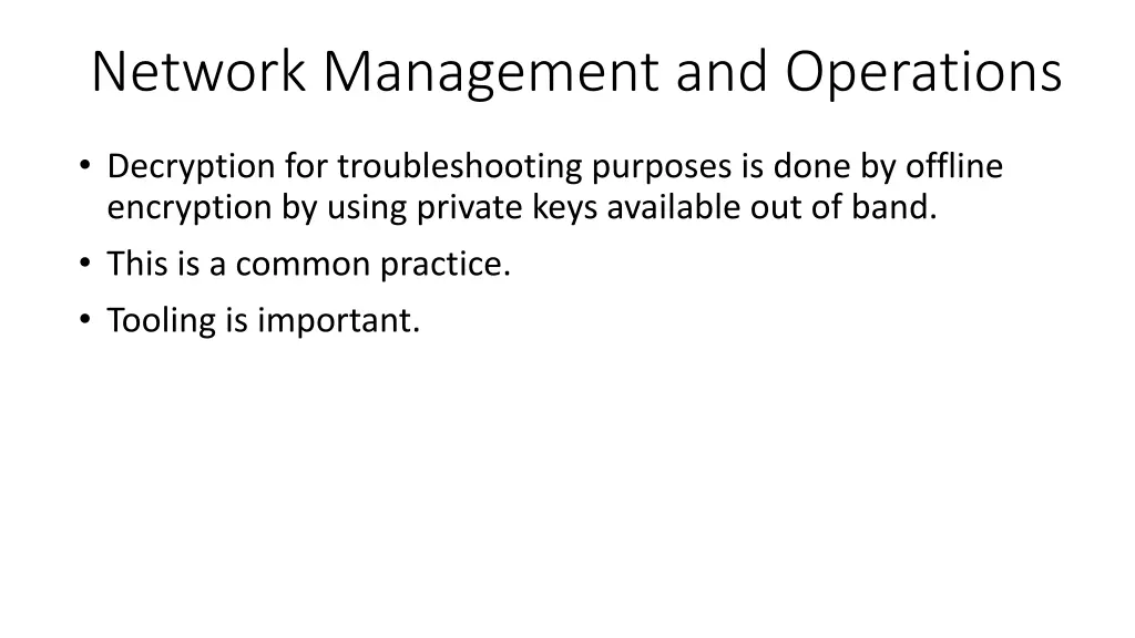 network management and operations