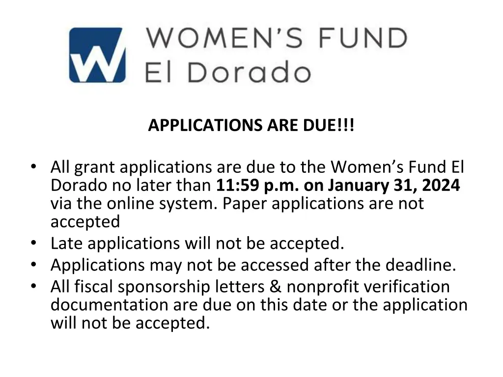applications are due