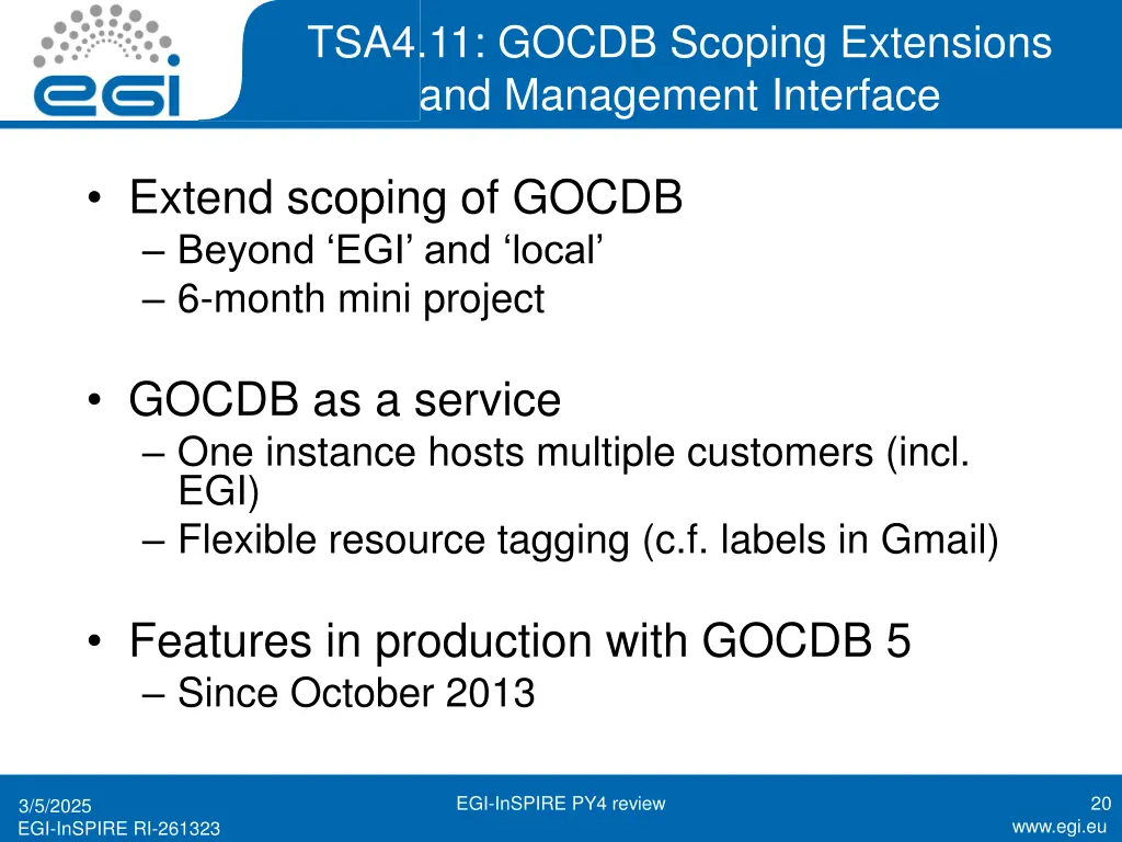 tsa4 11 gocdb scoping extensions and management