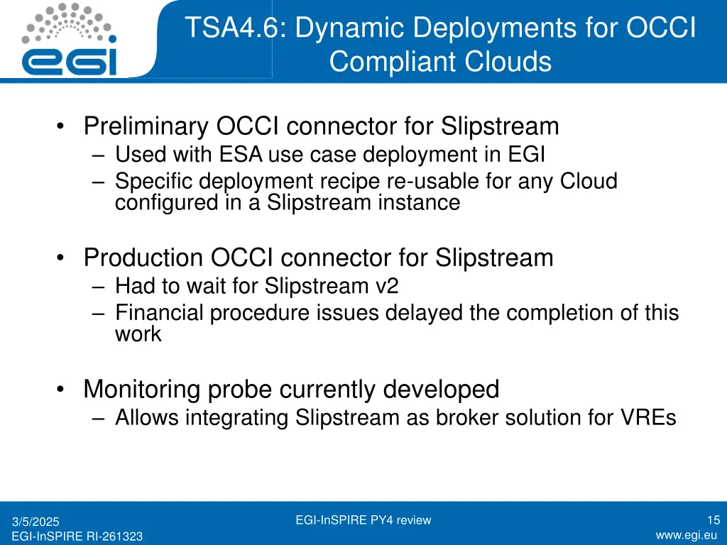 tsa4 6 dynamic deployments for occi compliant