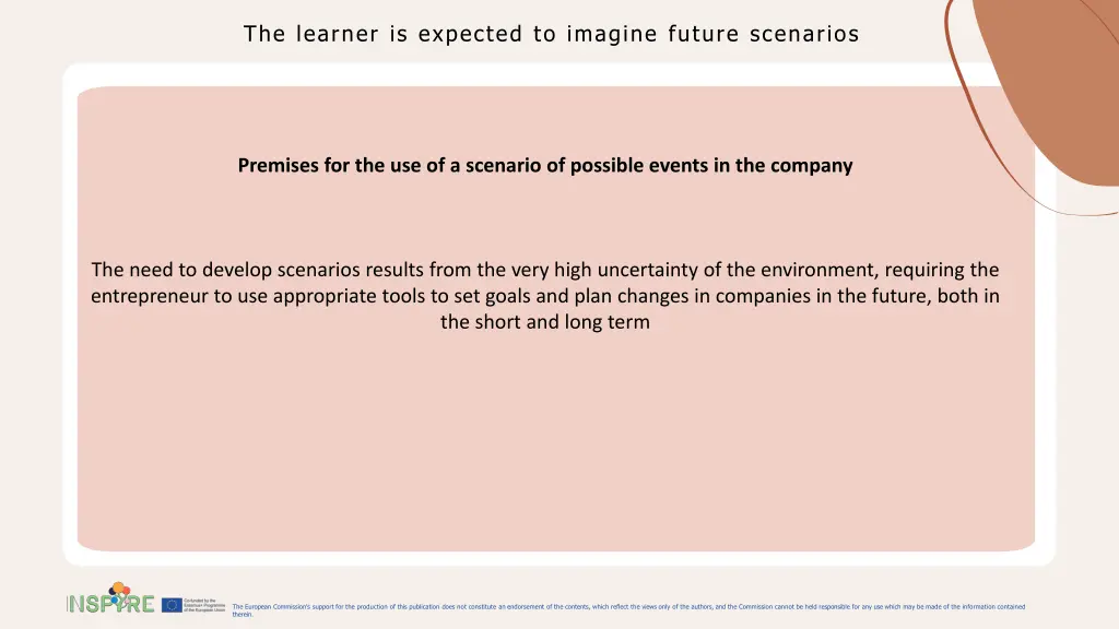 the learner is expected to imagine future 3