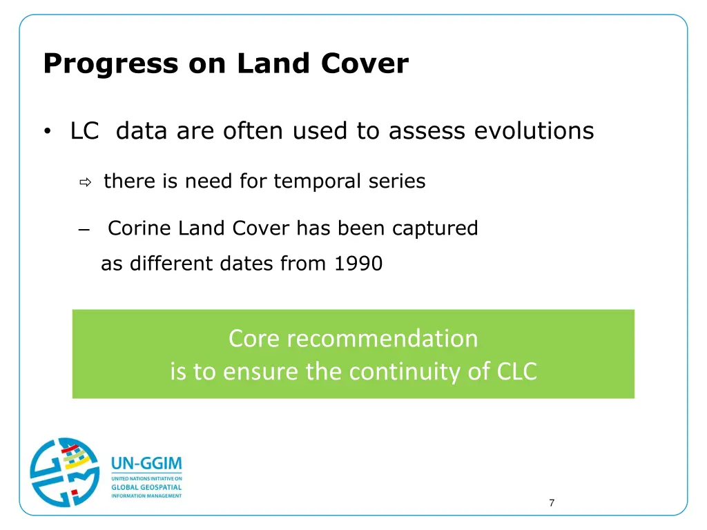 progress on land cover 1
