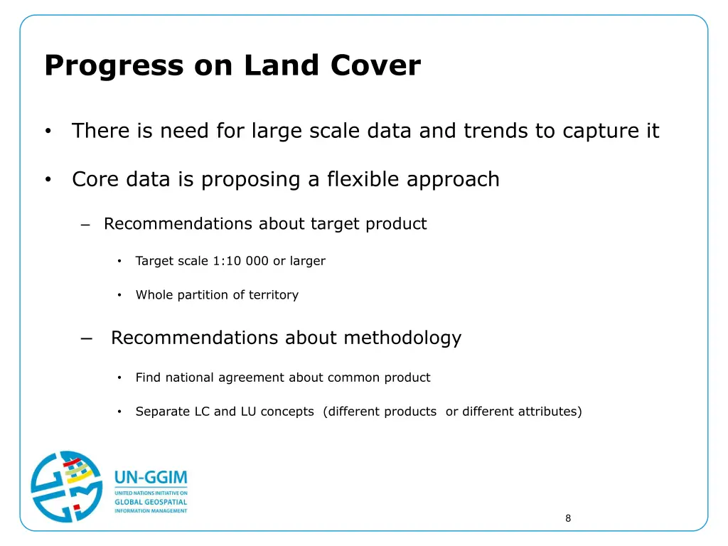 progress on land cover 2