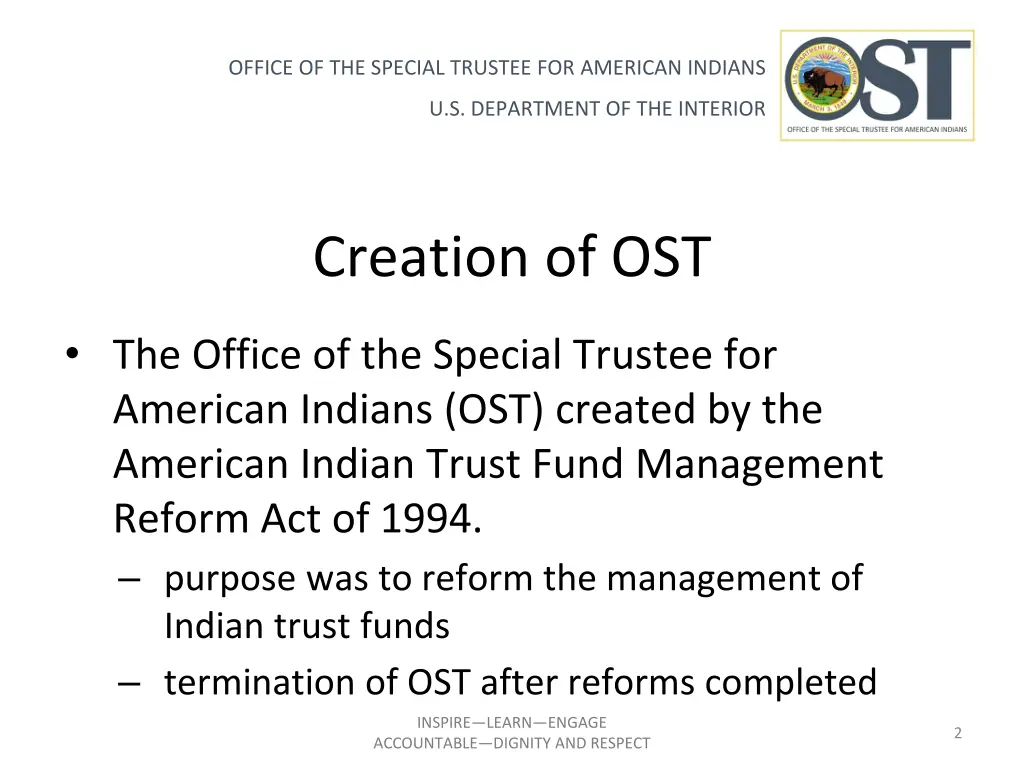 office of the special trustee for american indians