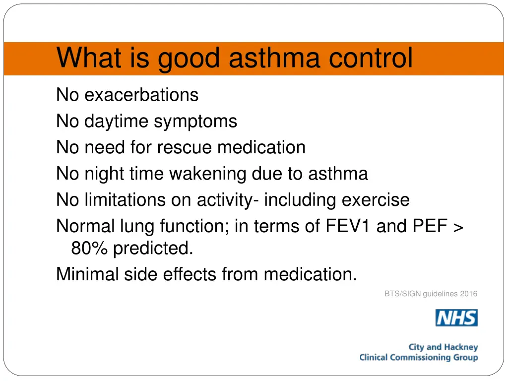 what is good asthma control