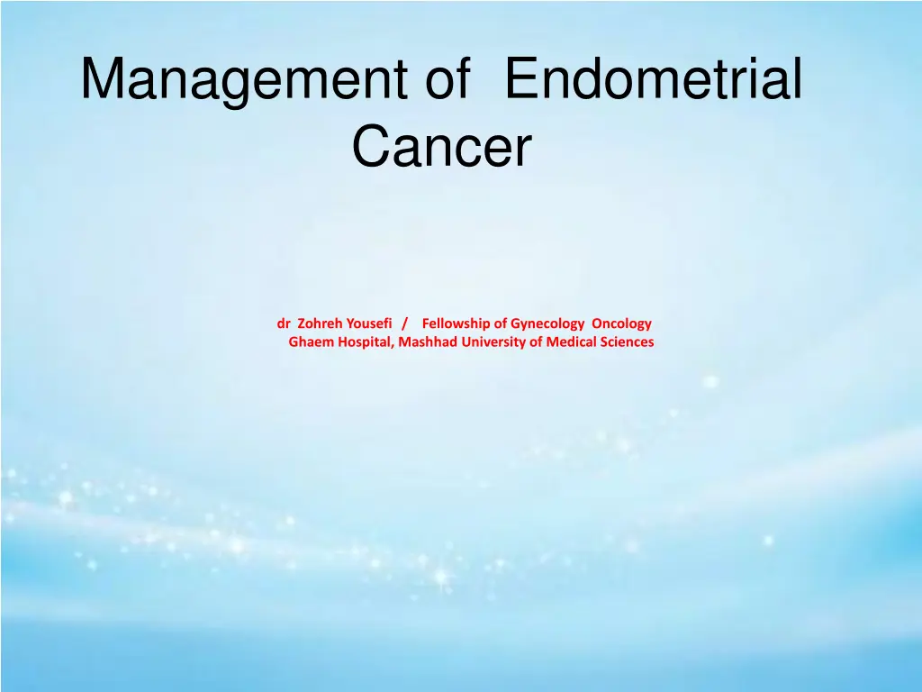 management of endometrial cancer