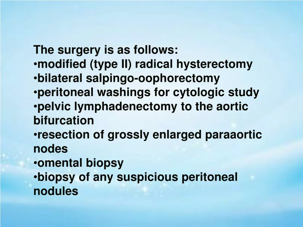the surgery is as follows modified type