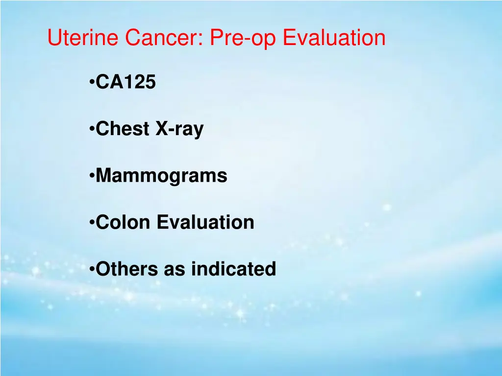 uterine cancer pre op evaluation