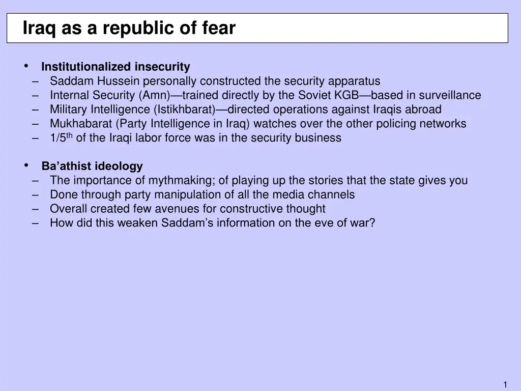 iraq as a republic of fear