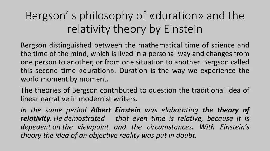 bergson s philosophy of duration