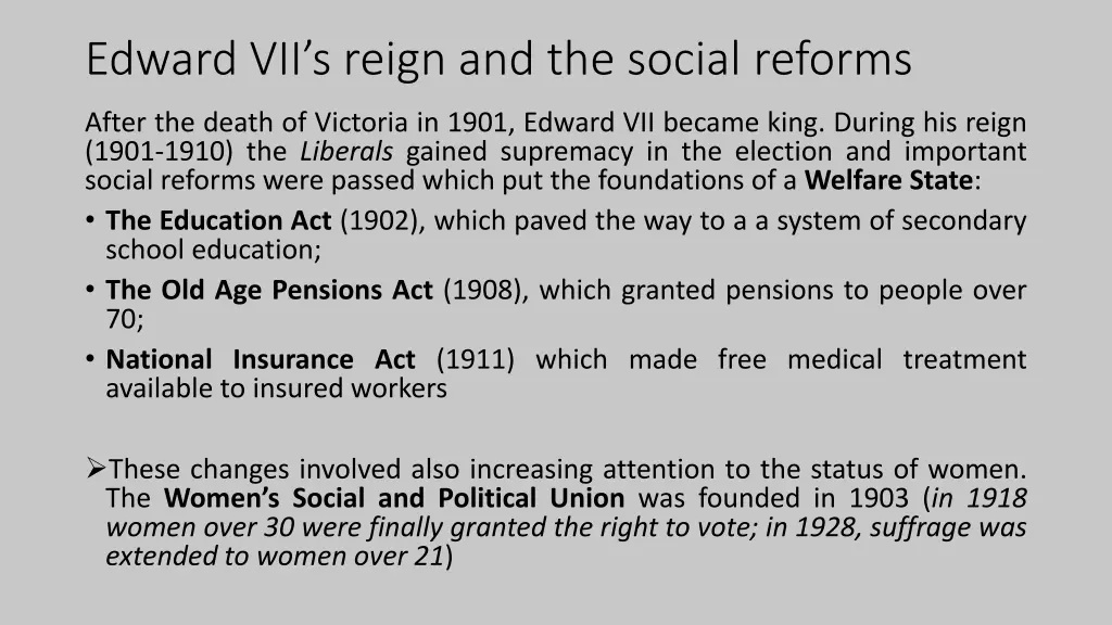 edward vii s reign and the social reforms