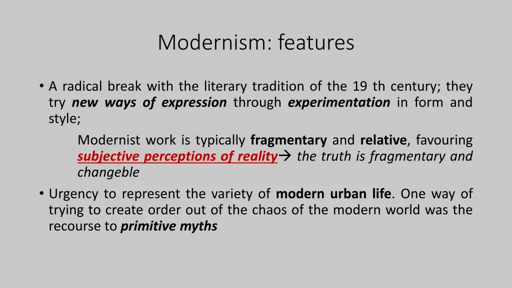 modernism features