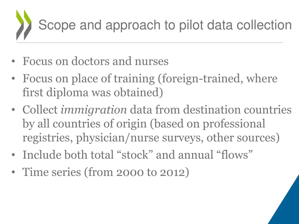scope and approach to pilot data collection