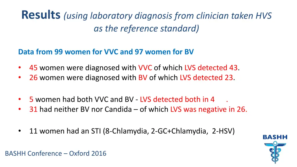 results using laboratory diagnosis from clinician
